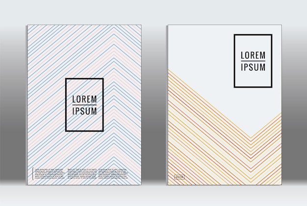 Cartel minimalista. Cubierta geométrica vectorial. Plantilla de informe de moda hipster. Conjunto de volantes de diseño gráfico de gradiente de línea futurista. Diseños minimalistas de moda. Carteles a rayas. Conjunto de diseño de banner retro.