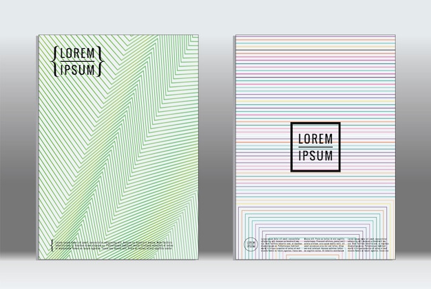 Cartel minimalista. Cubierta geométrica vectorial. Plantilla de informe de moda hipster. Conjunto de volantes de diseño gráfico de gradiente de línea futurista. Diseños minimalistas de moda. Carteles a rayas. Conjunto de diseño de banner retro.