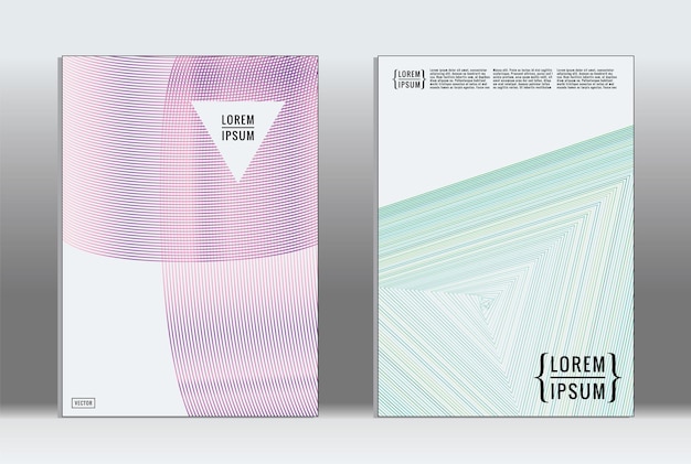 Cartel minimalista. Cubierta geométrica vectorial. Plantilla de informe de moda hipster. Conjunto de volantes de diseño gráfico de gradiente de línea futurista. Diseños minimalistas de moda. Carteles a rayas. Conjunto de diseño de banner retro.