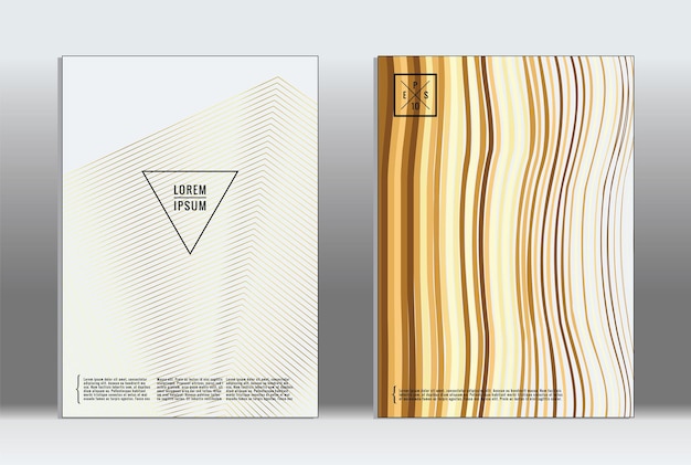 Cartel minimalista. Cubierta geométrica vectorial. Plantilla de informe de moda hipster. Conjunto de volantes de diseño gráfico de gradiente de línea futurista. Diseños minimalistas de moda. Carteles a rayas. Conjunto de diseño de banner retro.