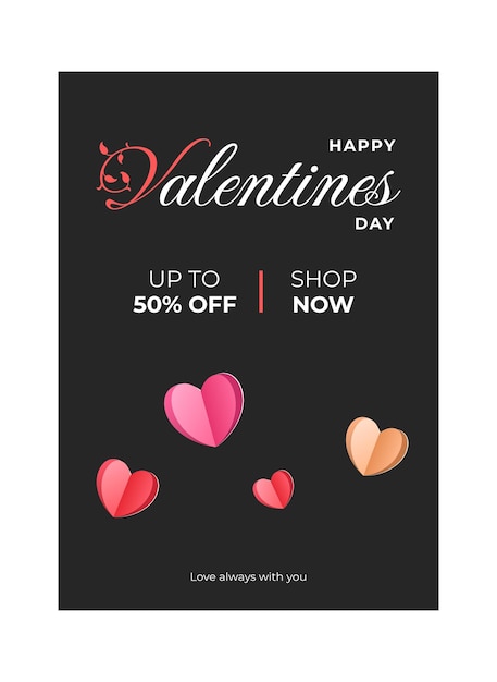 Vector cartel minimalista de la venta del día de san valentín corazones lindos de papel se puede utilizar para volantes de papel tapiz carteles de invitación pancartas de folletos plantillas de venta perfectas para impresiones concepto de ilustración vectorial