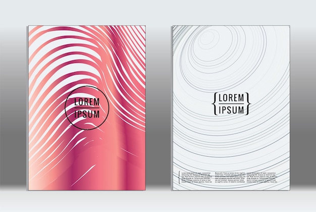 Cartel mínimo. Cubierta geométrica vectorial. Plantilla de informe de moda hipster. Conjunto de folletos de diseño gráfico con gradiente de línea futurista. Diseños minimalistas de moda. Carteles a rayas. Conjunto de diseño de pancartas retro.