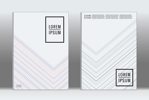 Cartel mínimo. Cubierta geométrica vectorial. Plantilla de informe de moda hipster. Conjunto de folletos de diseño gráfico con gradiente de línea futurista. Diseños minimalistas de moda. Carteles a rayas. Conjunto de diseño de pancartas retro.