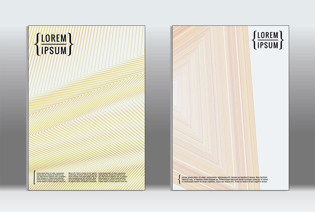 Cartel mínimo. Cubierta geométrica vectorial. Plantilla de informe de moda hipster. Conjunto de folletos de diseño gráfico con gradiente de línea futurista. Diseños minimalistas de moda. Carteles a rayas. Conjunto de diseño de pancartas retro.