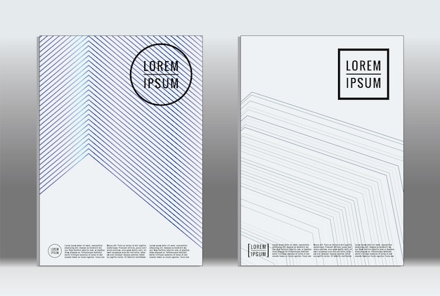 Cartel mínimo. Cubierta geométrica vectorial. Plantilla de informe de moda hipster. Conjunto de folletos de diseño gráfico con gradiente de línea futurista. Diseños minimalistas de moda. Carteles a rayas. Conjunto de diseño de pancartas retro.