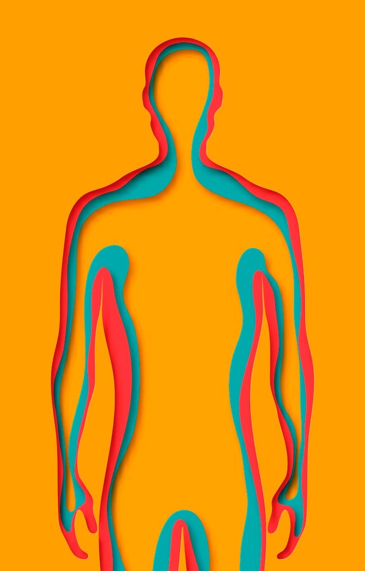 Vector cartel moderno con capas cortadas de papel de colores silueta humana arte de papel profundo estilo origami