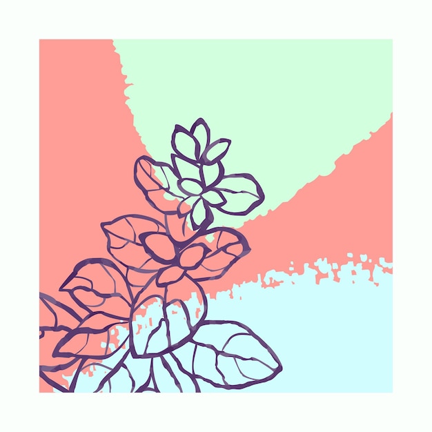 Cartel moderno de collage de vector con formas abstractas e ilustración de estilo escandinavo de plantas