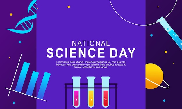 Un cartel morado que dice el día nacional de la ciencia.