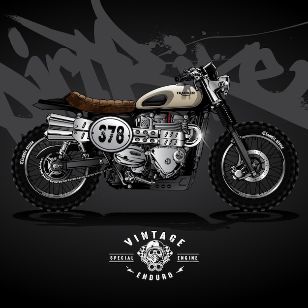 Vector cartel de la motocicleta de srambler del vintage