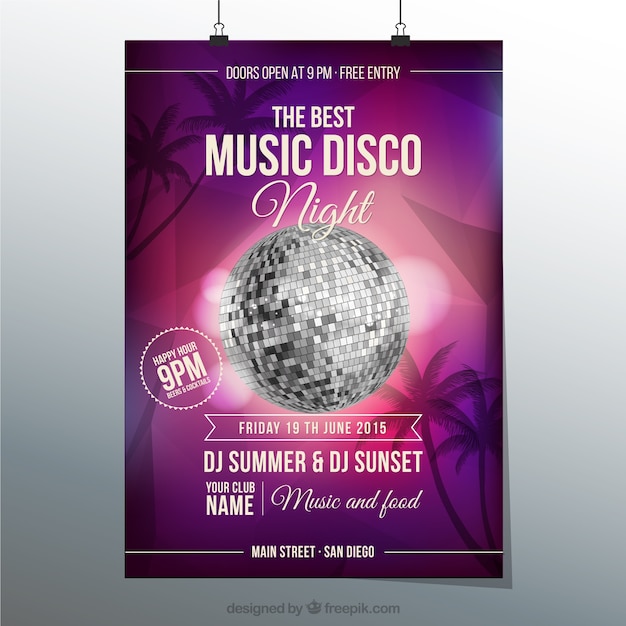 Cartel de la música de discoteca