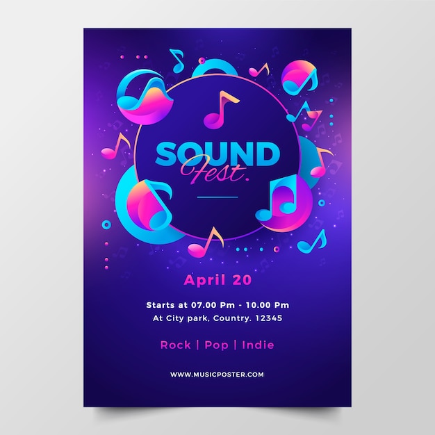 Cartel de música en estilo gradiente