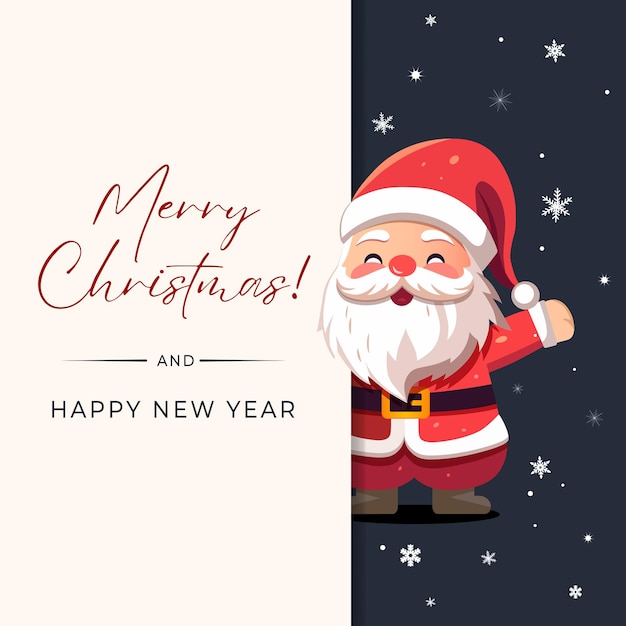 Cartel de Navidad con marco con Santa Claus Diseño de Navidad feliz de año nuevo Tarjeta de invierno con Santa Claus