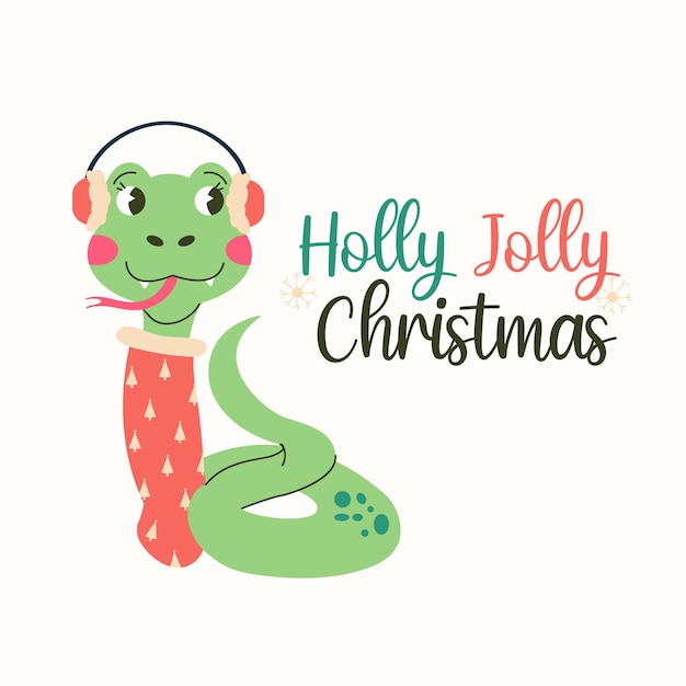 El cartel de Navidad del personaje de la serpiente está escrito Holly Jolly Christmas