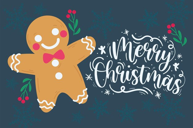 Cartel navideño kawaii horizontal