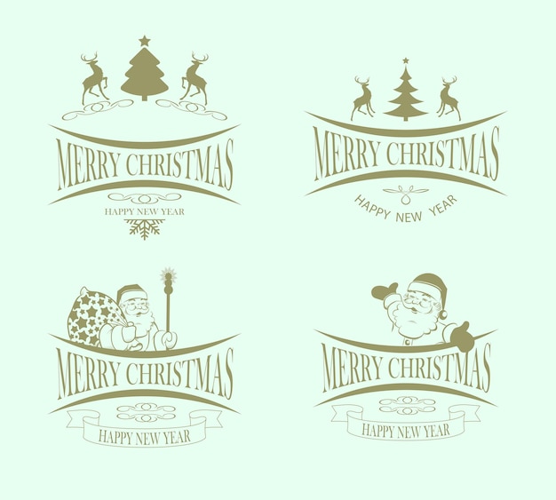 Cartel navideño con silueta de Papá Noel y conjunto de renos