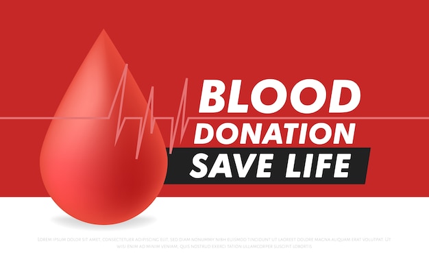 Cartel o folleto de donación de sangre para salvar vidas y asistencia hospitalaria.