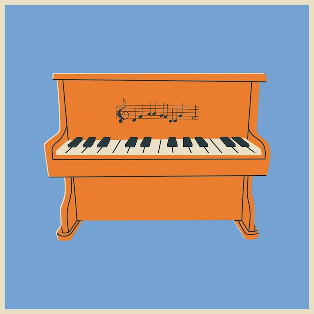 Vector cartel o icono dibujado a mano de piano