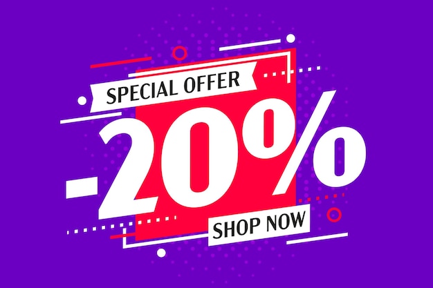 Cartel de oferta especial de descuento del veinte por ciento menos