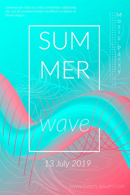 Cartel de onda de verano creativo con forma Fondo geométrico colorido abstracto retro Diseño para tarjeta folleto plantilla banner folleto Moda moda digital futurista vector gráfico ilustración