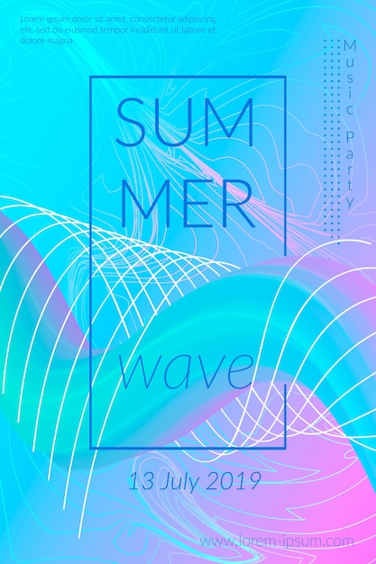 Vector cartel de onda de verano creativo con forma retro abstracto colorido fondo geométrico diseño para folleto de tarjeta plantilla folleto de banner moda de moda digital futurista ilustración gráfica vectorial