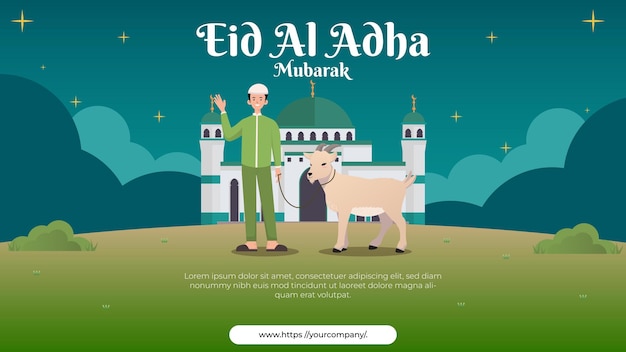 Vector cartel del paisaje de eid al adha mubarak