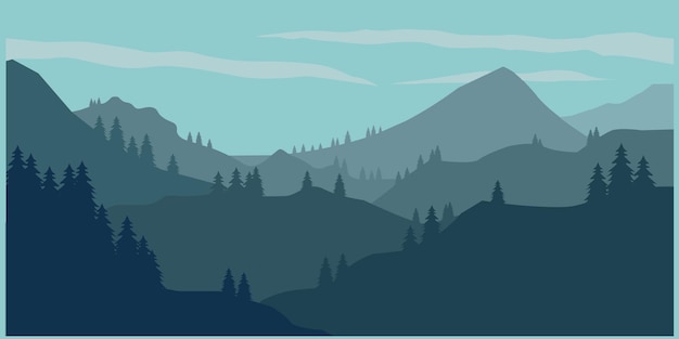 cartel de paisaje de montaña bosque salvaje paisaje de naturaleza montaña diseño de ilustración vectorial
