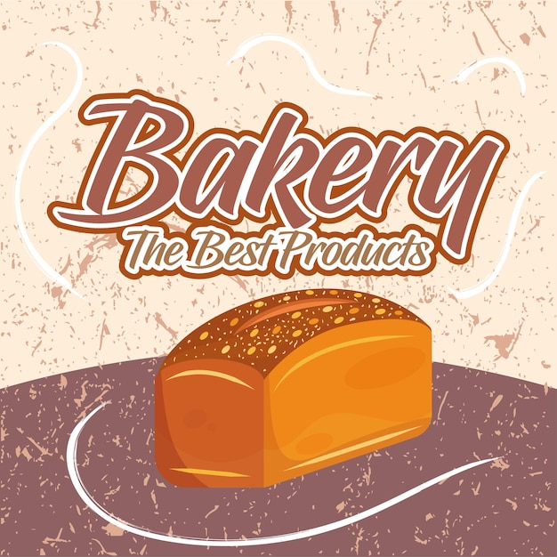 Vector cartel de panadería retro coloreado con pan ilustración vectorial