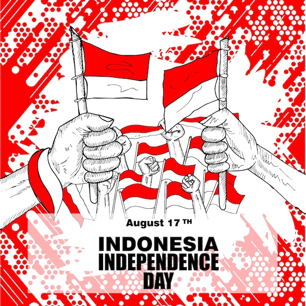 Vector cartel y pancarta del 17 de agosto del día de la independencia de indonesia