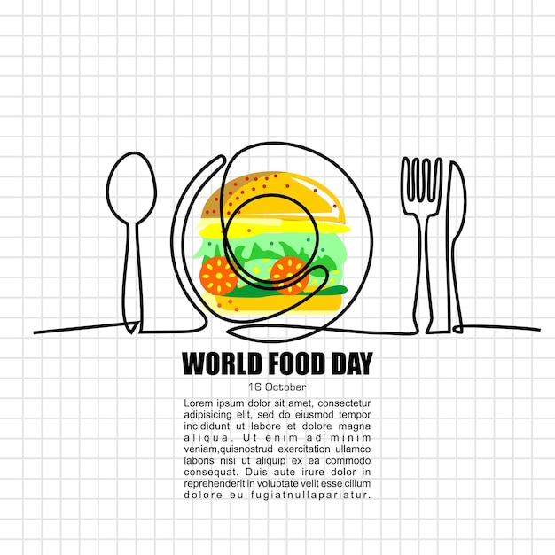Vector cartel y pancarta del día mundial de la alimentación 16 de octubre