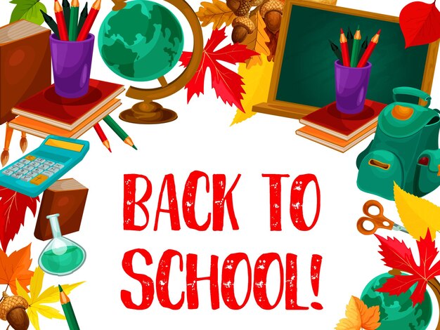 Cartel de papelería de estudio vectorial de regreso a la escuela