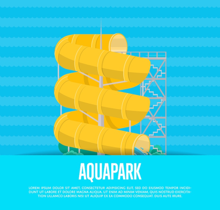 Vector cartel de parque acuático con tobogán