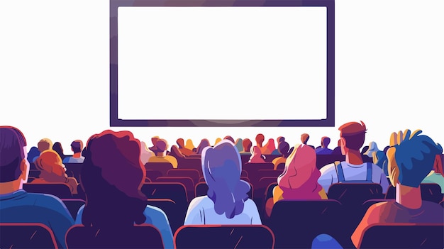 un cartel de la película muestra a la gente viendo una presentación
