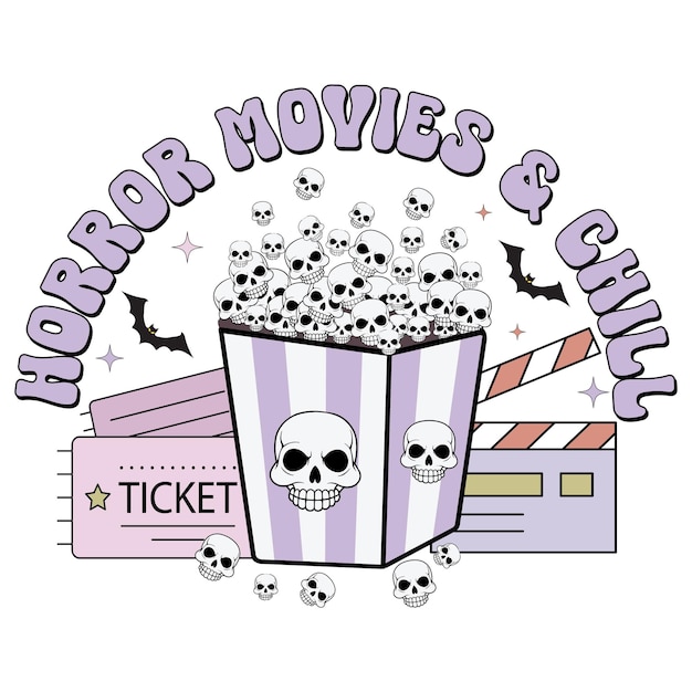 un cartel para una película de terror muestra un boleto de cine y un boleto para una película