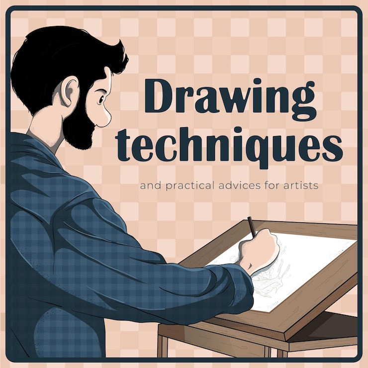 Vector cartel de una persona dibujando en estilo de dibujos animados