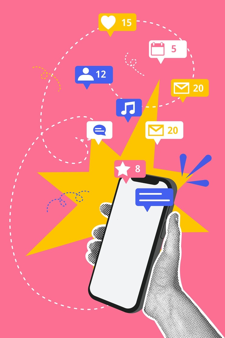 Vector un cartel con una persona sosteniendo un teléfono con la palabra que amo en él