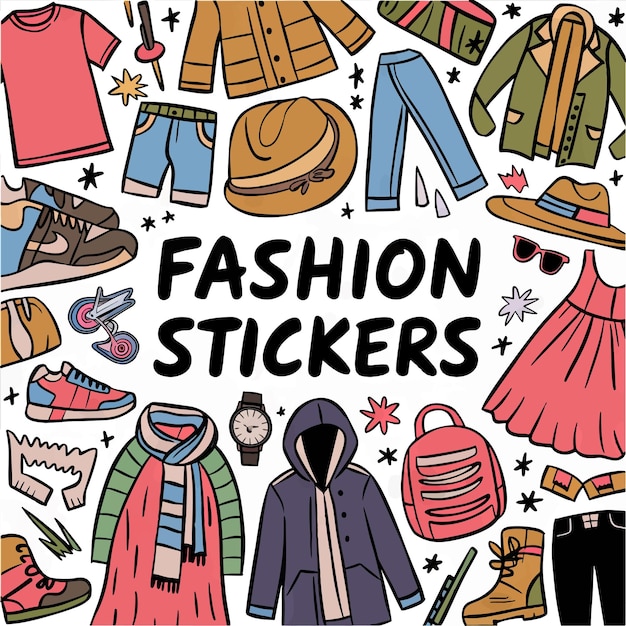 un cartel con un personaje de dibujos animados anunciando un pegatina de moda