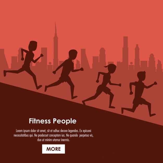 Vector cartel de personas de fitness