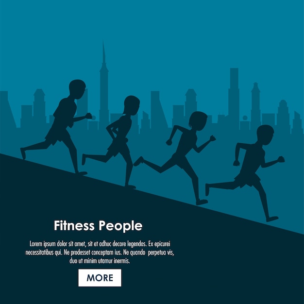 Vector cartel de personas de fitness