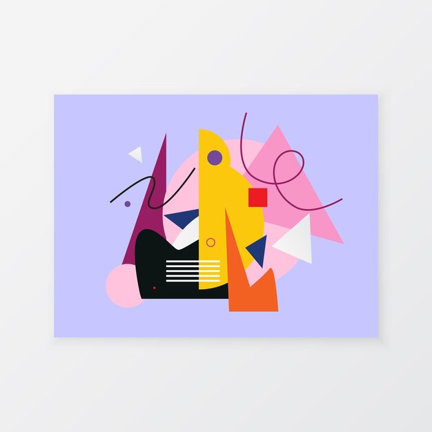 Cartel de pintura minimalista geométrica en la pared tendencias moda vector editable colores púrpura