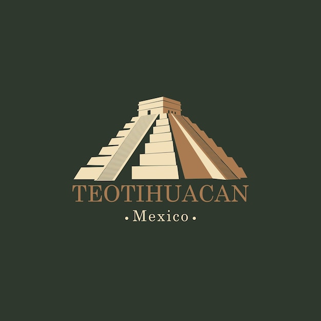 Vector cartel con la pirámide de teotihuacan en méxico