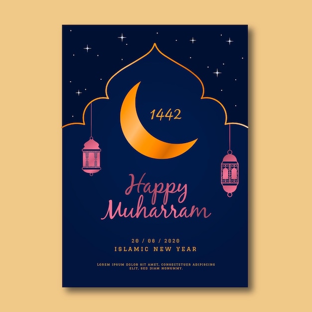 Cartel plano de año nuevo islámico
