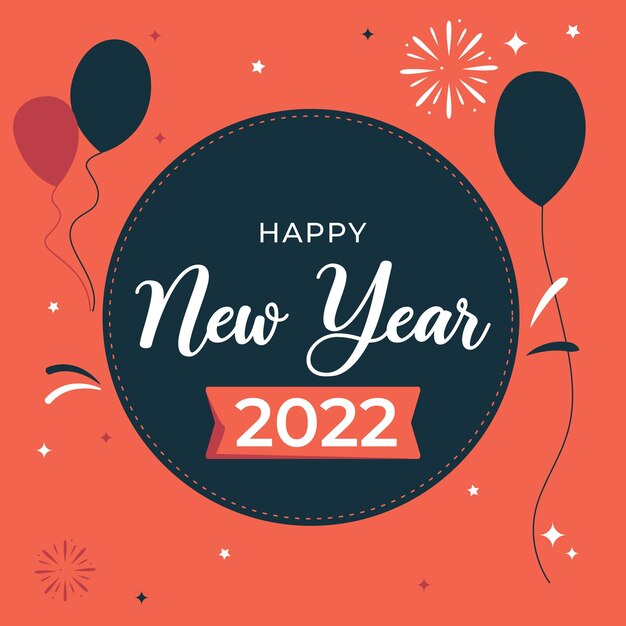 Cartel plano de año nuevo
