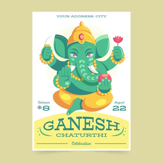 Cartel plano de ganesh chaturthi