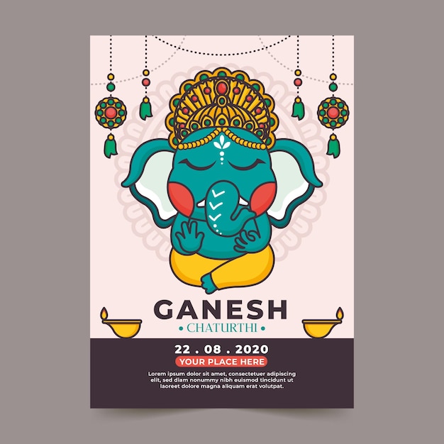 Vector cartel plano de ganesh chaturthi