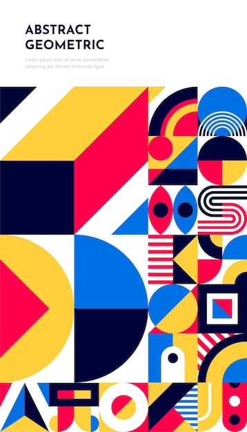 Cartel de plantilla abstracta con patrón Bauhaus