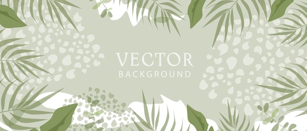 Cartel de plantilla de banner abstracto de vector de moda con elementos florales y plantas Fondo de vector para diseño de banner o cartel fondo floral primavera y verano