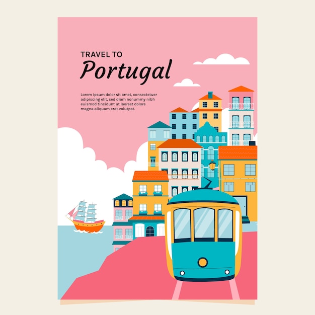 Cartel de Portugal con diseño dibujado a mano