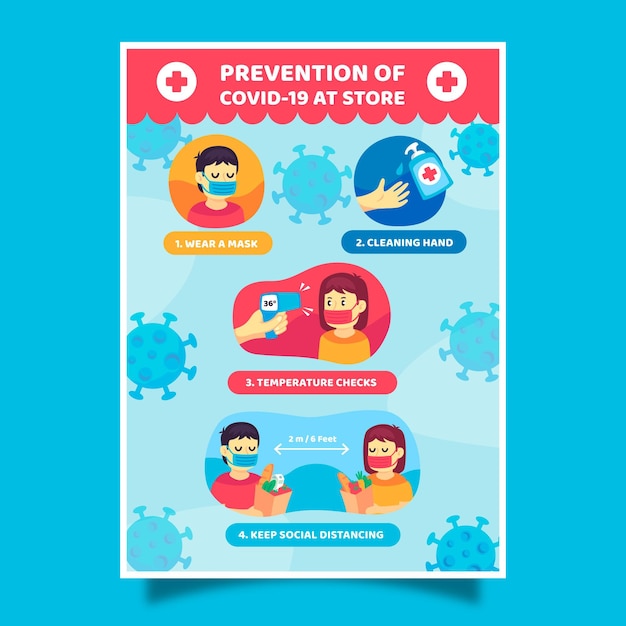 Vector cartel de prevención de coronavirus para tiendas.