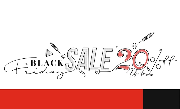 Cartel de promoción de venta de viernes negro o diseño de banner, oferta especial 20% de venta, promoción y plantilla de vector de compras.