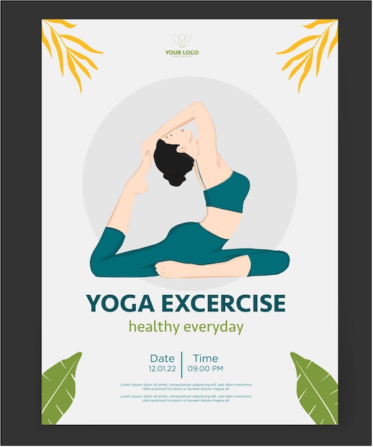 Vector cartel de promoción de yoga.